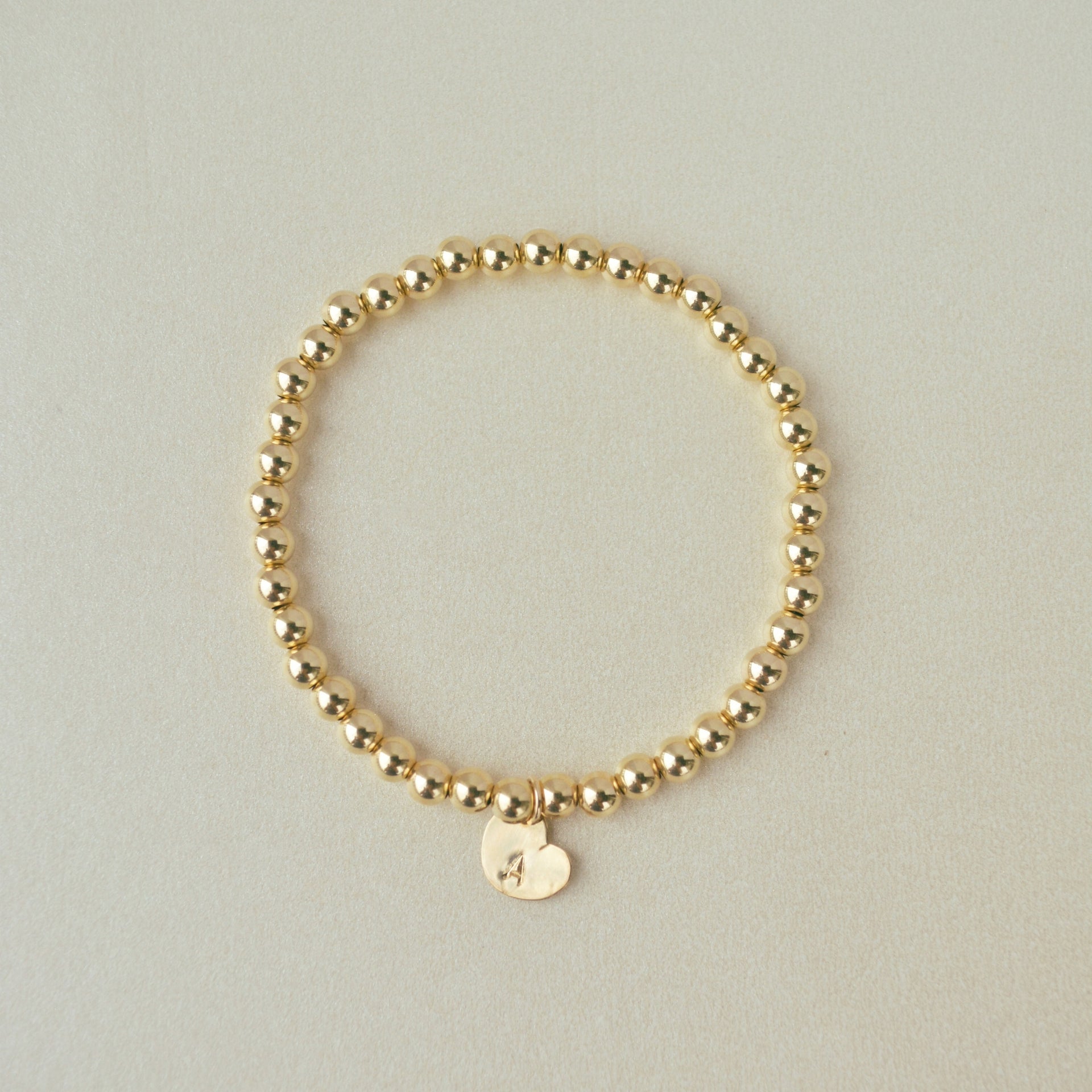 Sterling Silver Heart Charm Bracelet On 3mm Gold Filled Beads