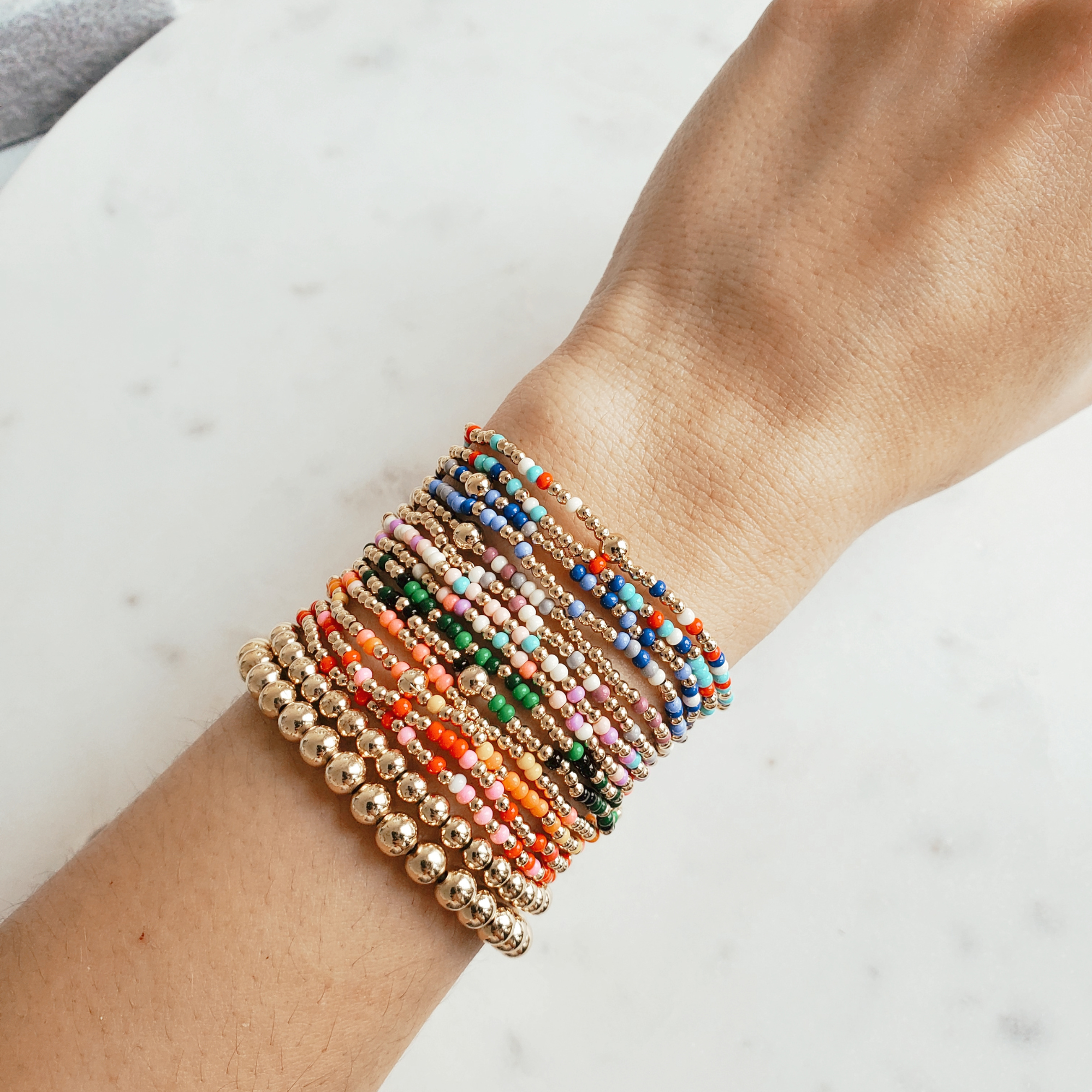 multi colored metal beaded bracelet